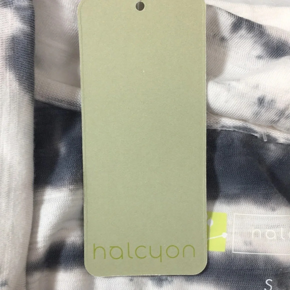 Halcyon Black White Tie Dye Cowl Neck Tank Top Womens Small Kangaroo Pocket - Picture 8 of 12